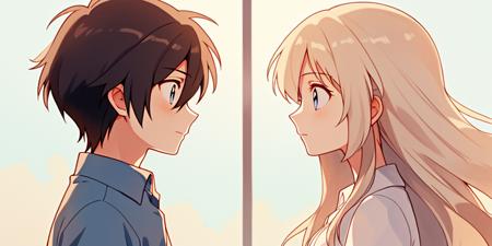 03955-152351376-profile, 1girl, 1boy, long hair, looking at another, blue eyes, eye contact, short hair, shirt, collared shirt.png